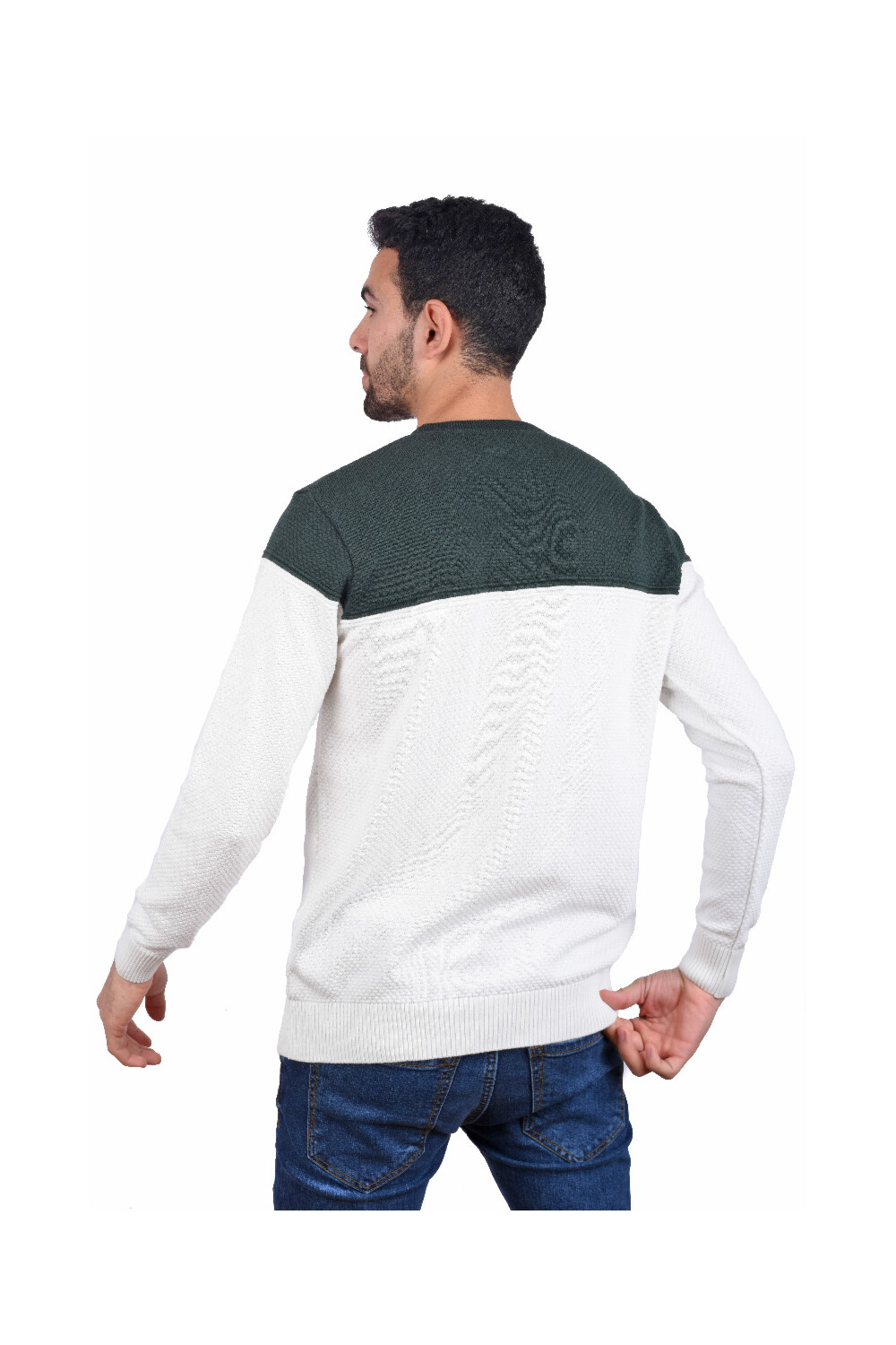Men's Striped Crewneck Pullover With Long Sleeves