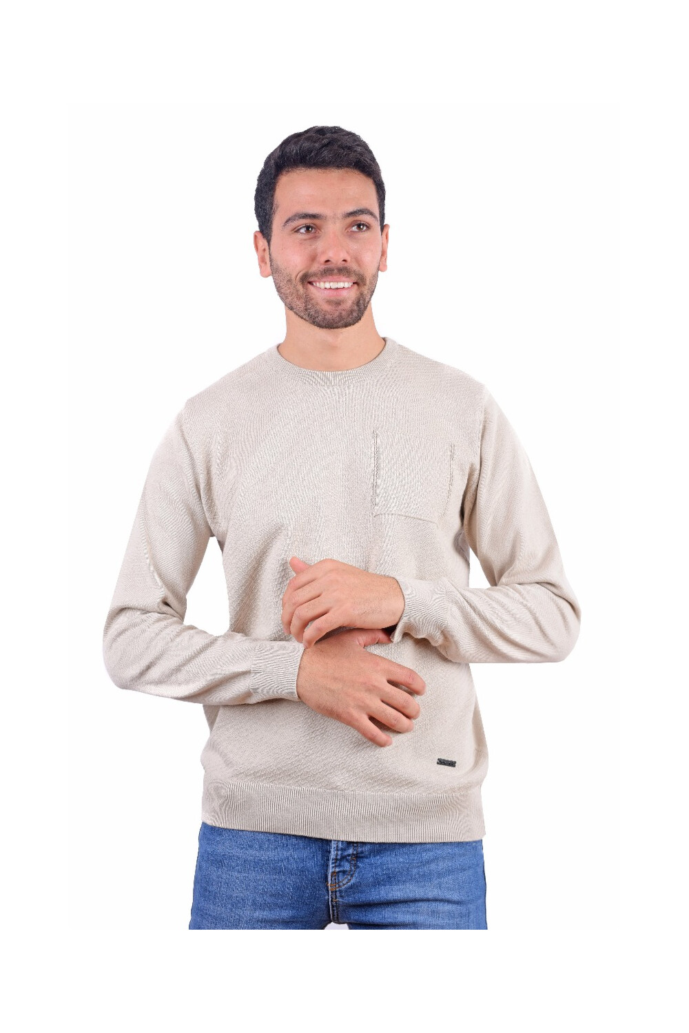 Men's Long Sleeves Rounded Neck Trico Pullovers