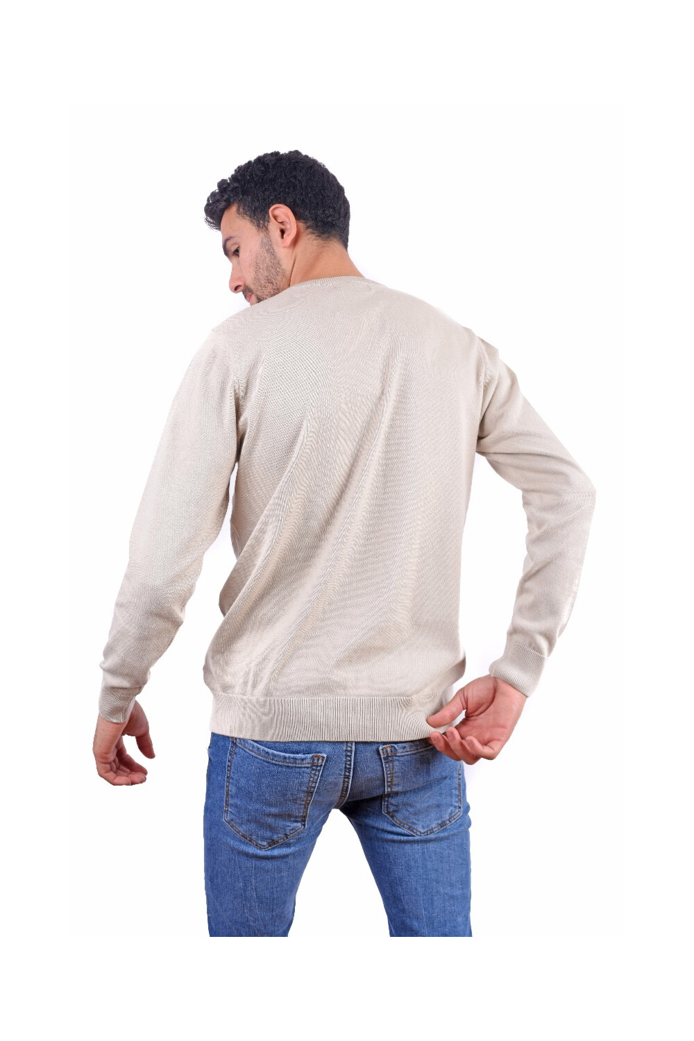 Men's Long Sleeves Rounded Neck Trico Pullovers