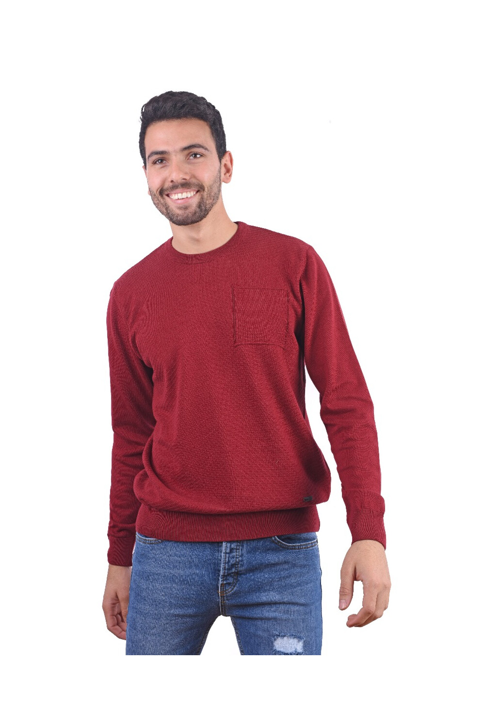 Men's Long Sleeves Rounded Neck Trico Pullovers