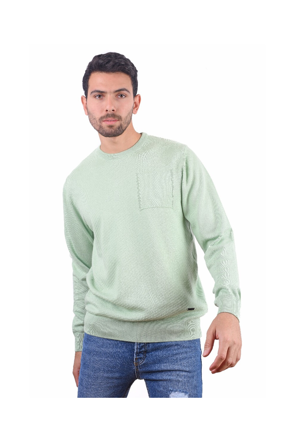 Men's Long Sleeves Rounded Neck Trico Pullovers