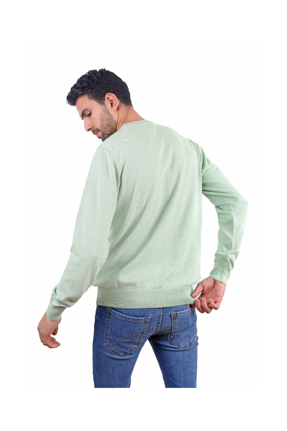 Men's Long Sleeves Rounded Neck Trico Pullovers