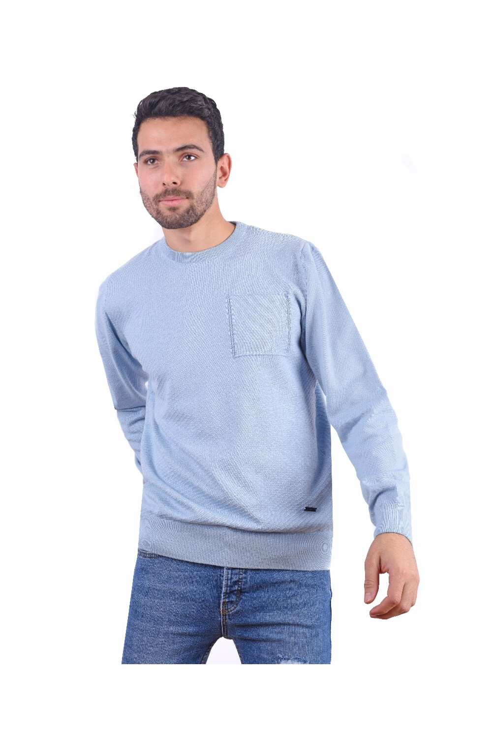 Men's Long Sleeves Rounded Neck Trico Pullovers