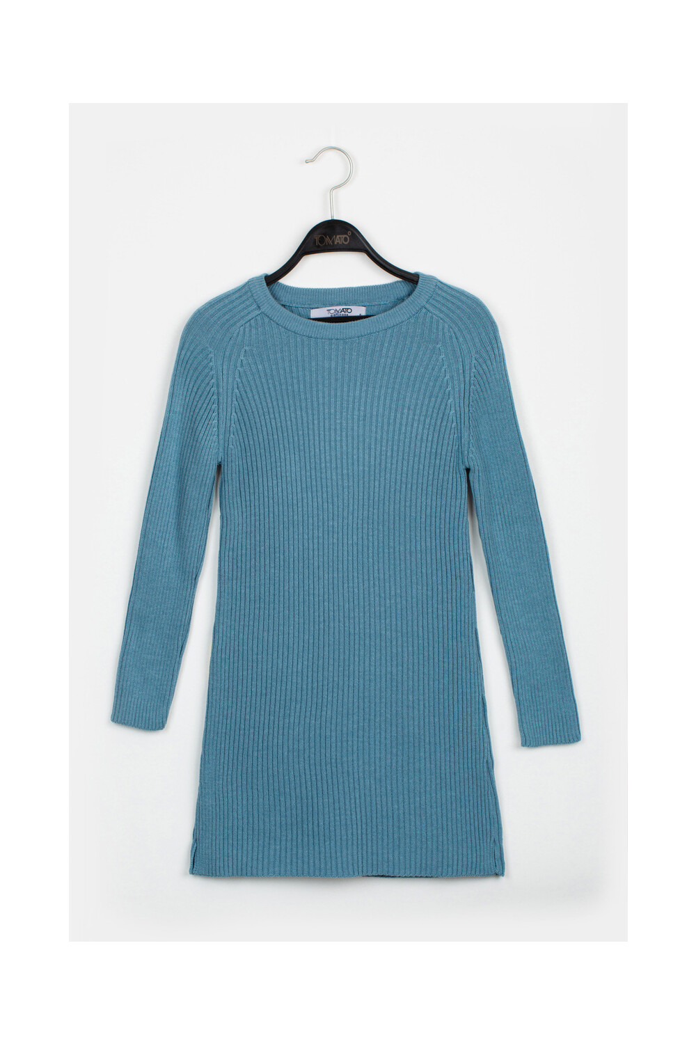 Girl's Rounded Neck Long Style Wool Pullover