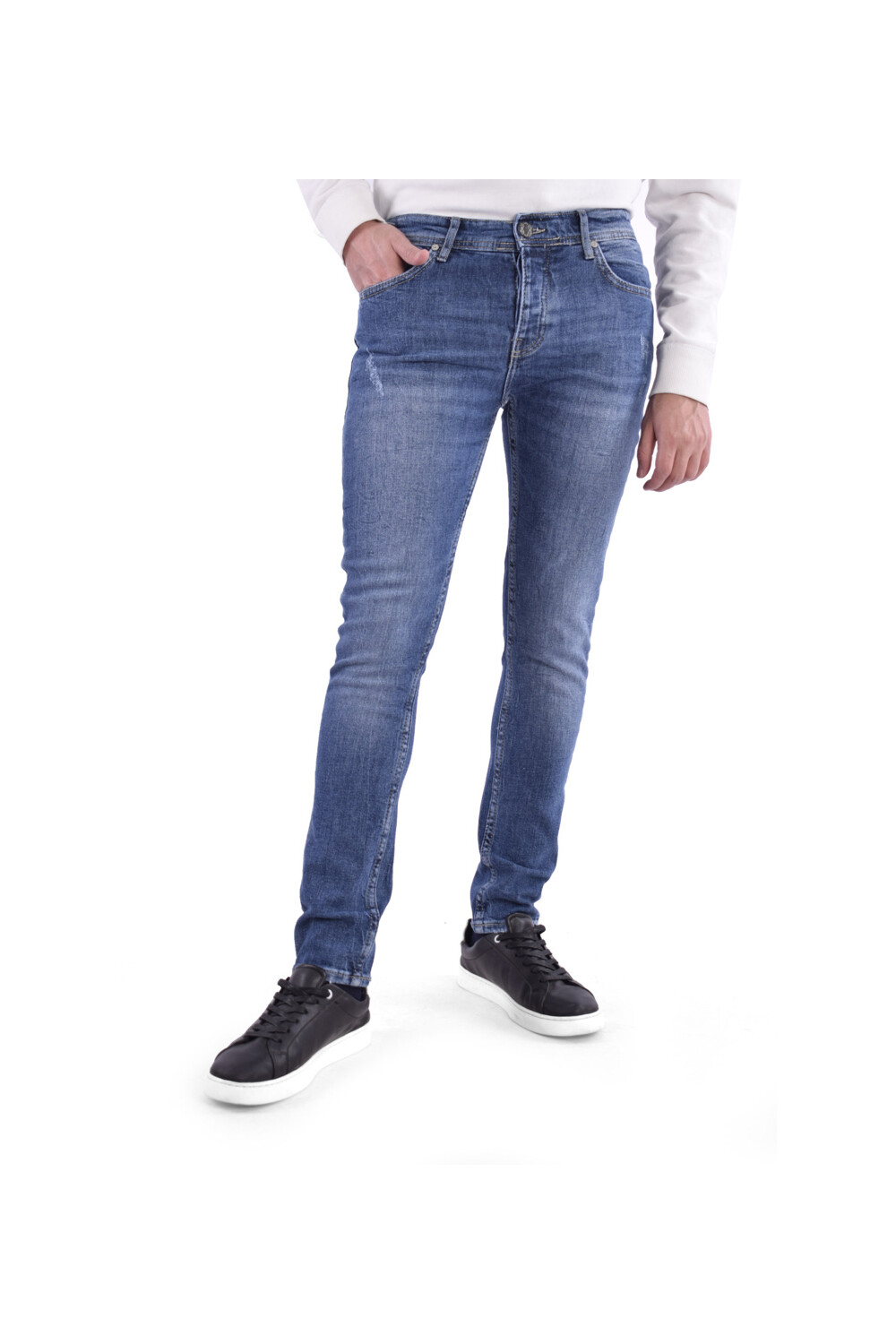Men's Regular Fit With Five Pockets Laser Details Jeans Pants