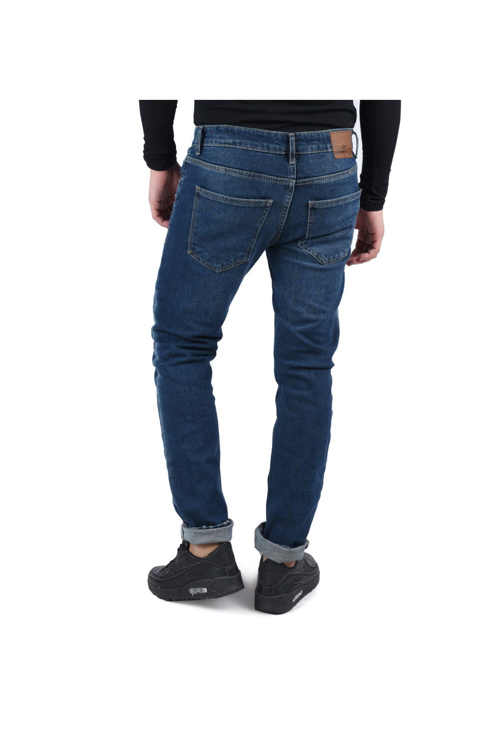 Men's Slim Fit Five Pockets Straight Leg Jeans Pants With Cutting Details