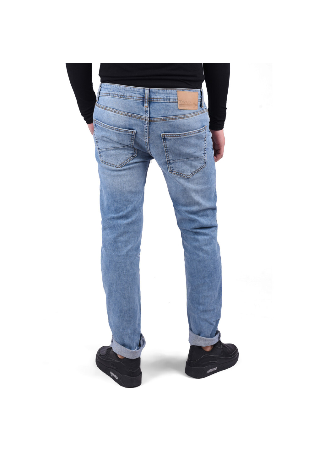 Men's Slim Fit Five Pockets Straight Leg Jeans Pants With Cutting Details