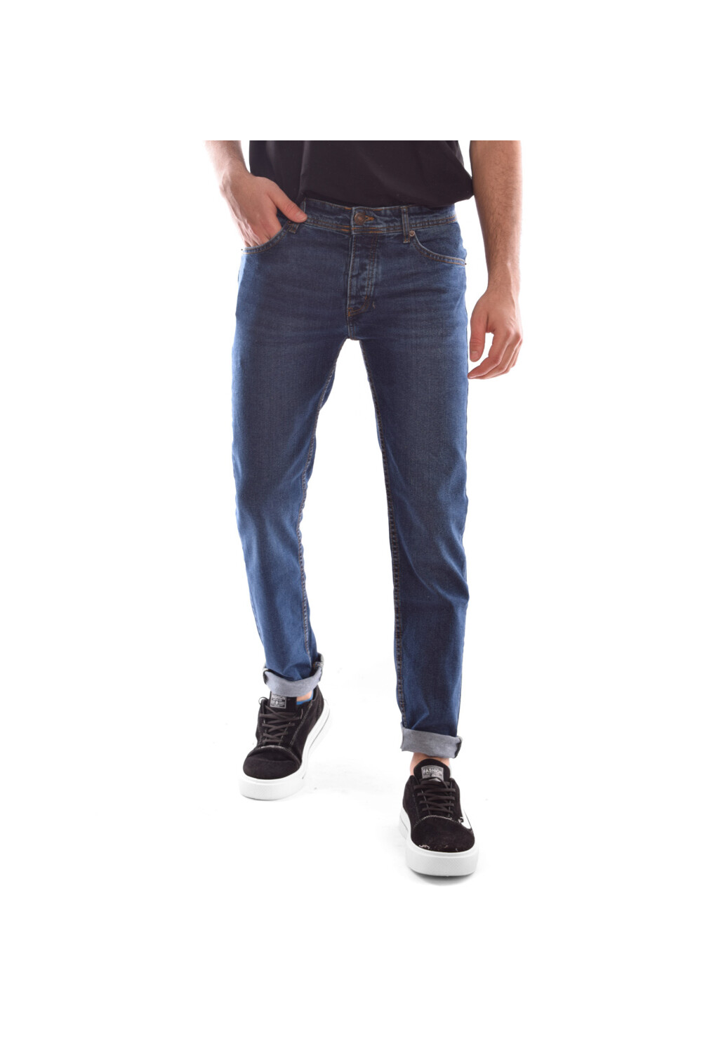 Men's Regular Fit Used Jeans Pants With Five Pockets