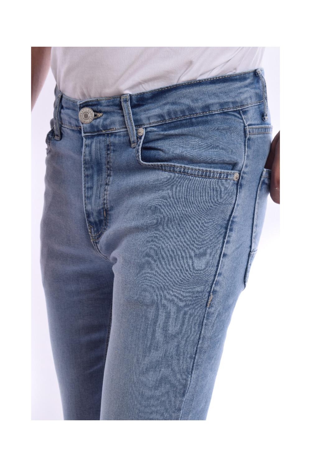 Men's Basic Slim Fit Light Blue Jeans Pants Five Pockets