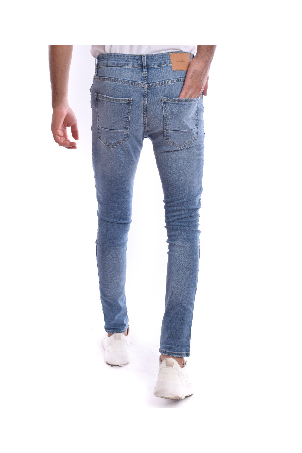 Men's Basic Slim Fit Light Blue Jeans Pants Five Pockets