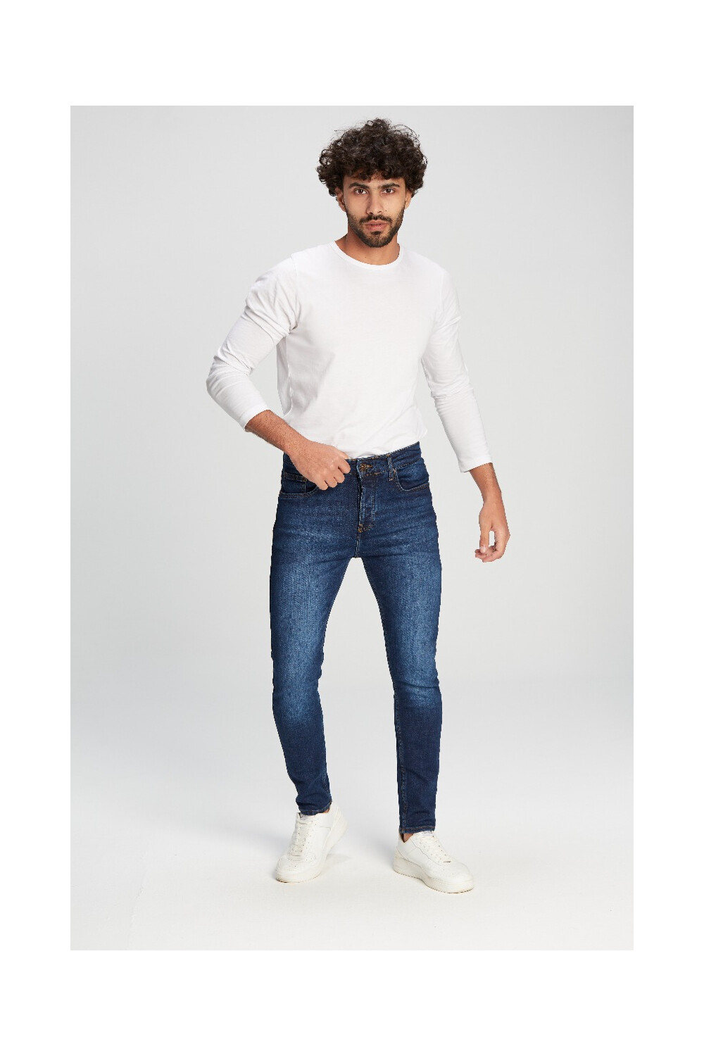Men's Slim Fit Basic With Five Pockets Baby Blue Jeans Pants