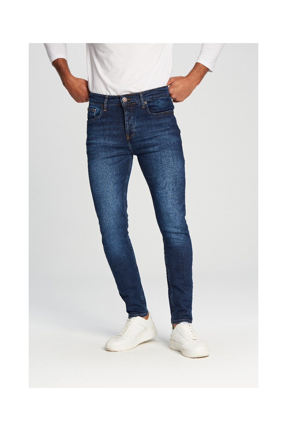 Men's Slim Fit Basic With Five Pockets Baby Blue Jeans Pants