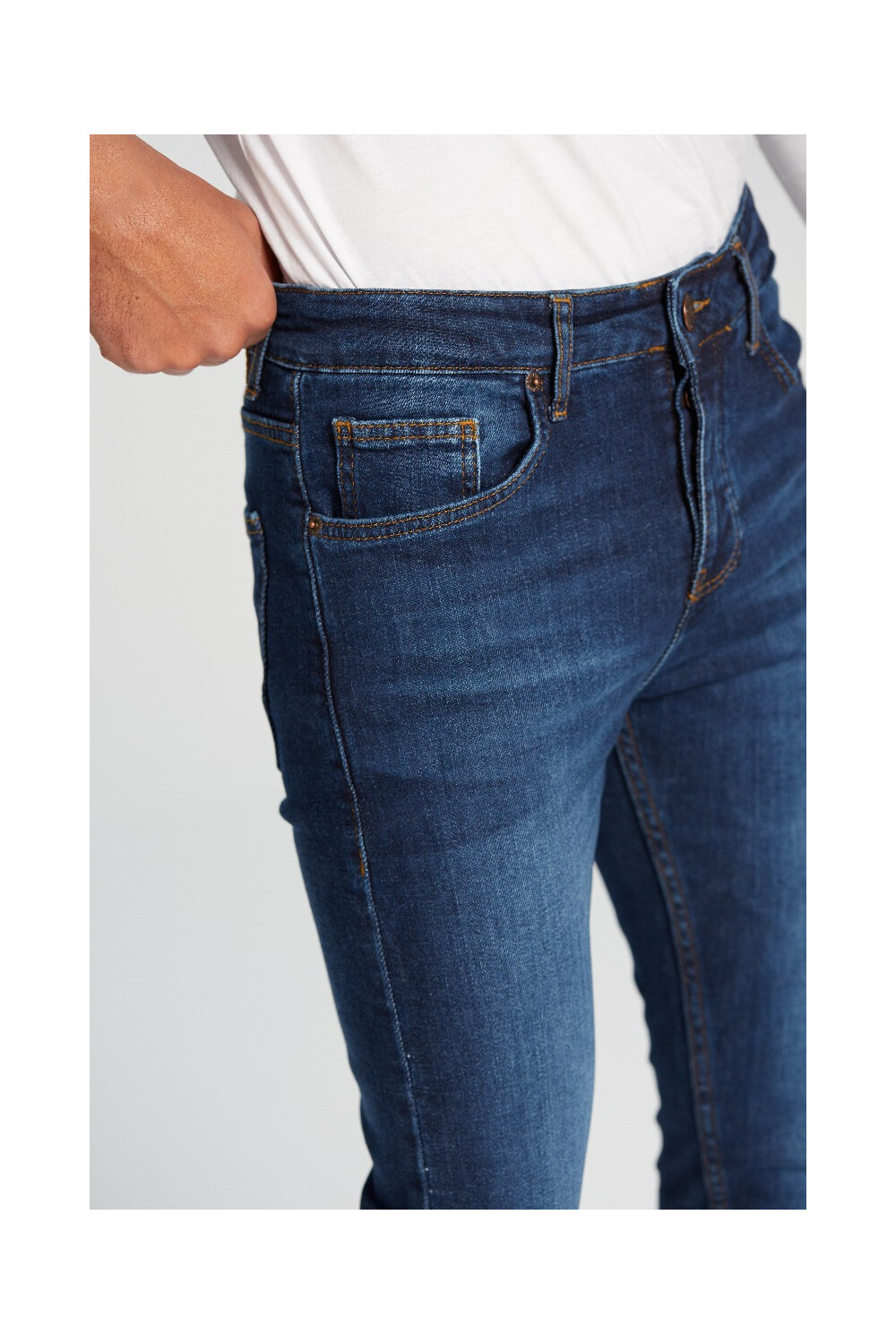 Men's Slim Fit Basic With Five Pockets Baby Blue Jeans Pants