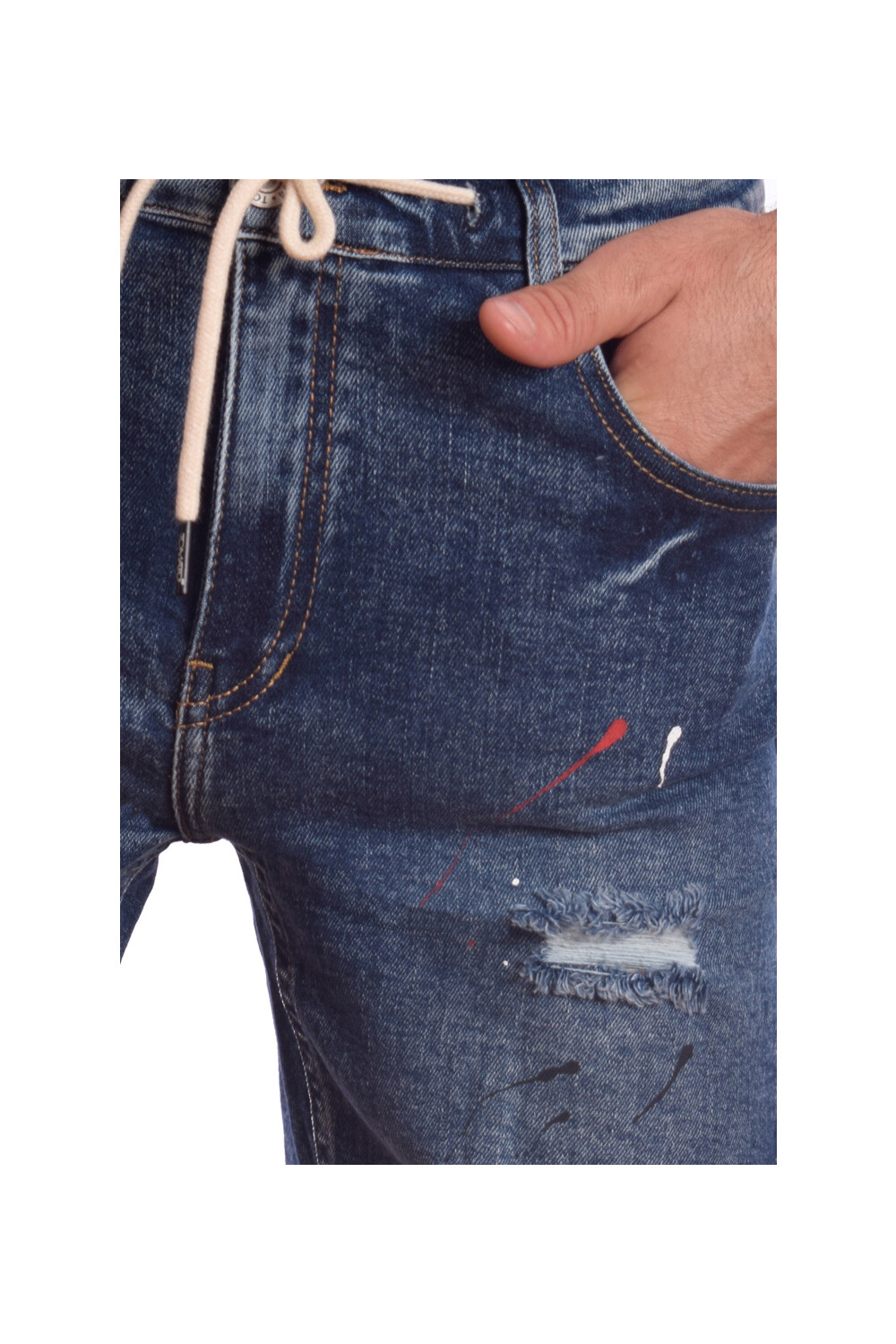 Men's Slim Fit Cutting Details Unique Jeans Shorts