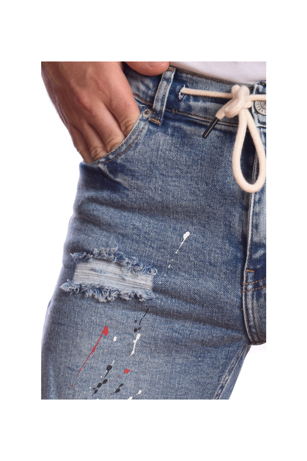 Men's Slim Fit Cutting Details Unique Jeans Shorts