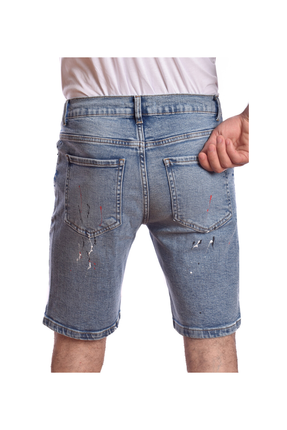 Men's Slim Fit Cutting Details Unique Jeans Shorts