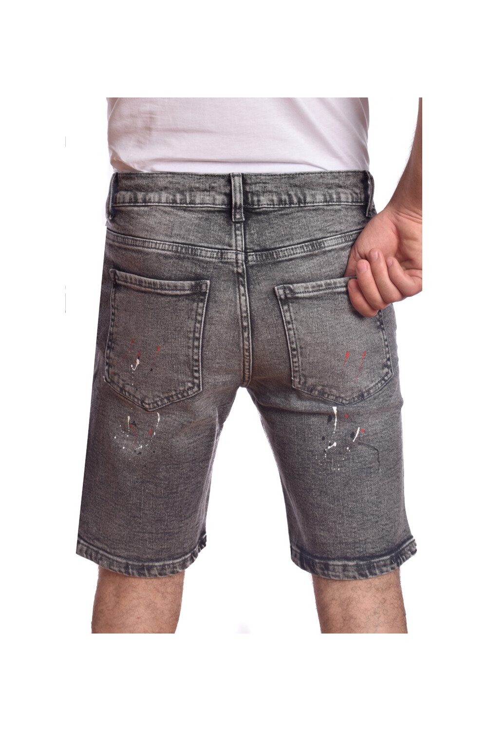 Men's Slim Fit Cutting Details Unique Jeans Shorts