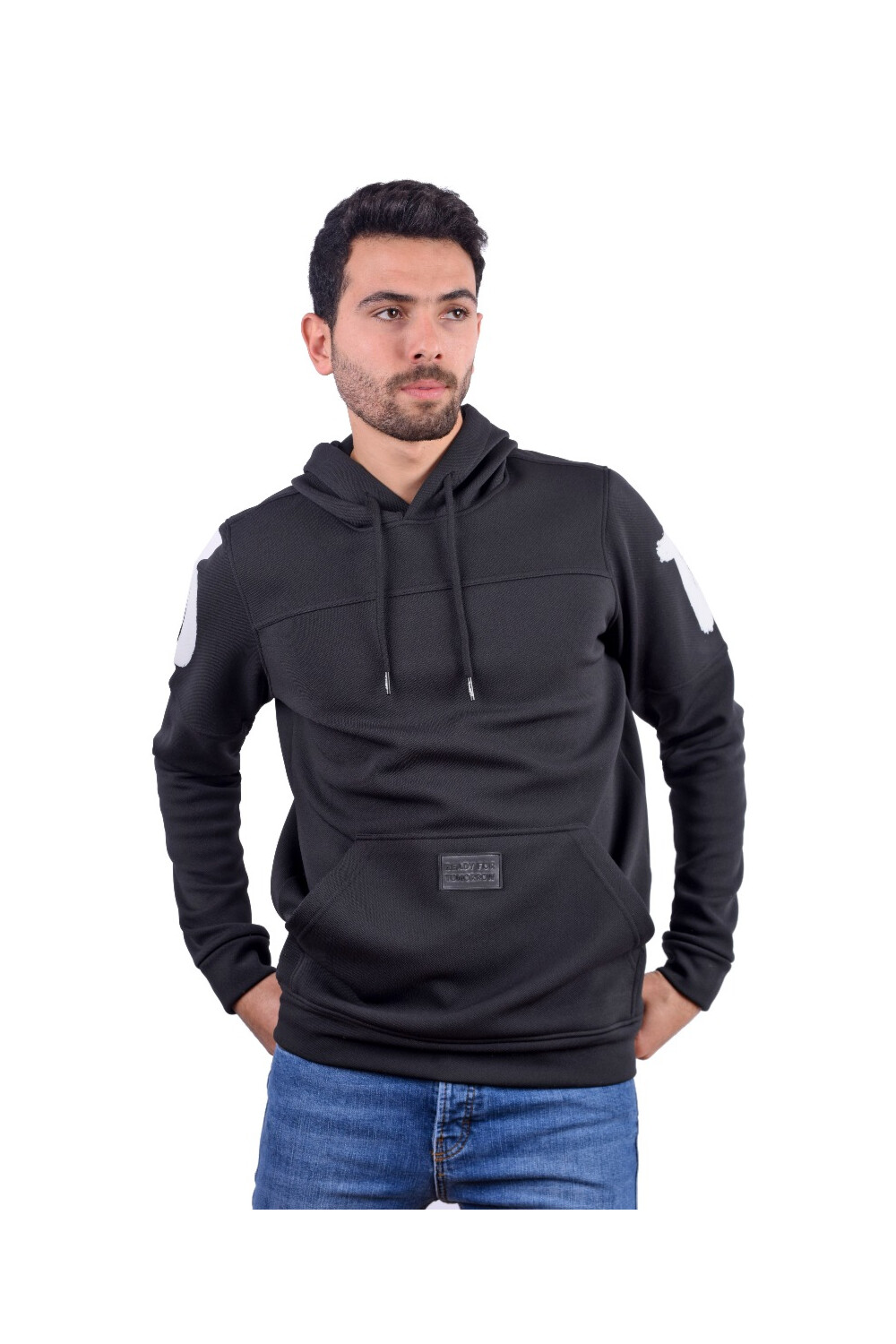 Men's Slim Fit Hooded Printed Sleeves Padded Sweatshirt