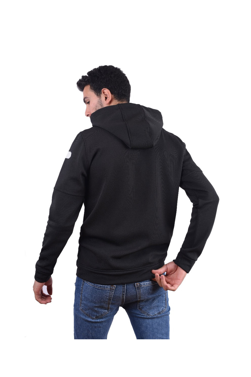 Men's Slim Fit Hooded Printed Sleeves Padded Sweatshirt