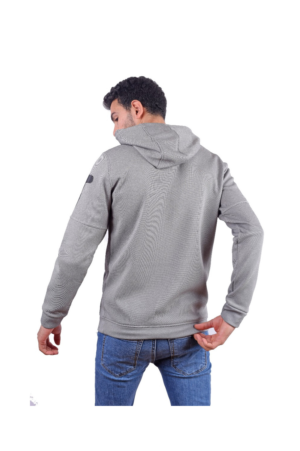 Men's Slim Fit Hooded Printed Sleeves Padded Sweatshirt