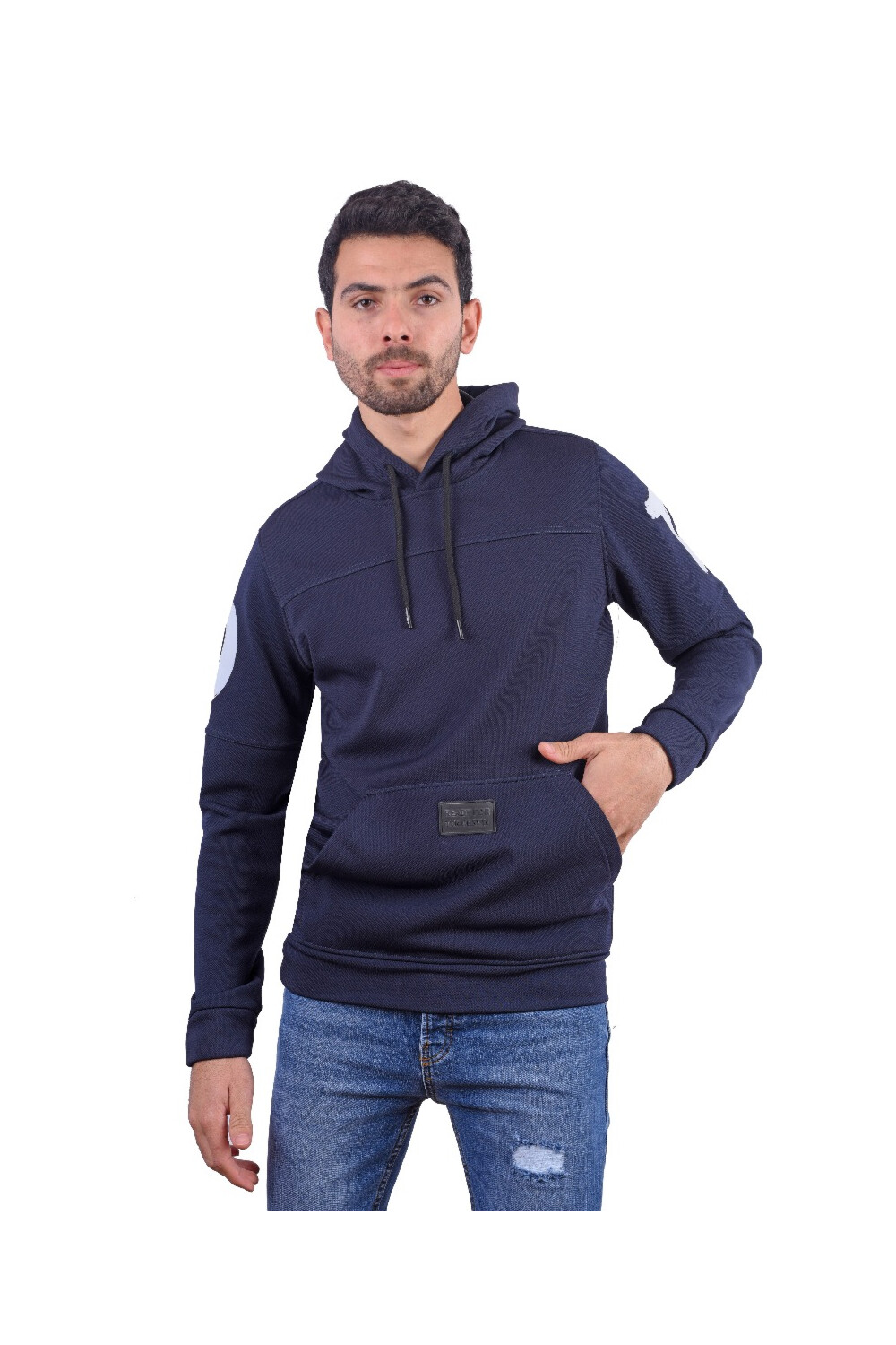 Men's Slim Fit Hooded Printed Sleeves Padded Sweatshirt