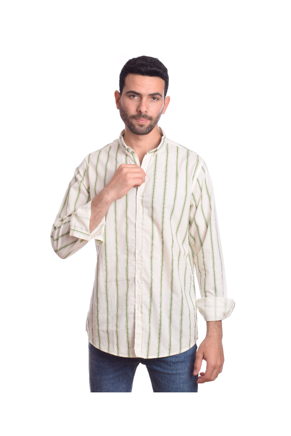 Men's Regular Fit Cotton Striped Details That Features A Unique Cut Shirt