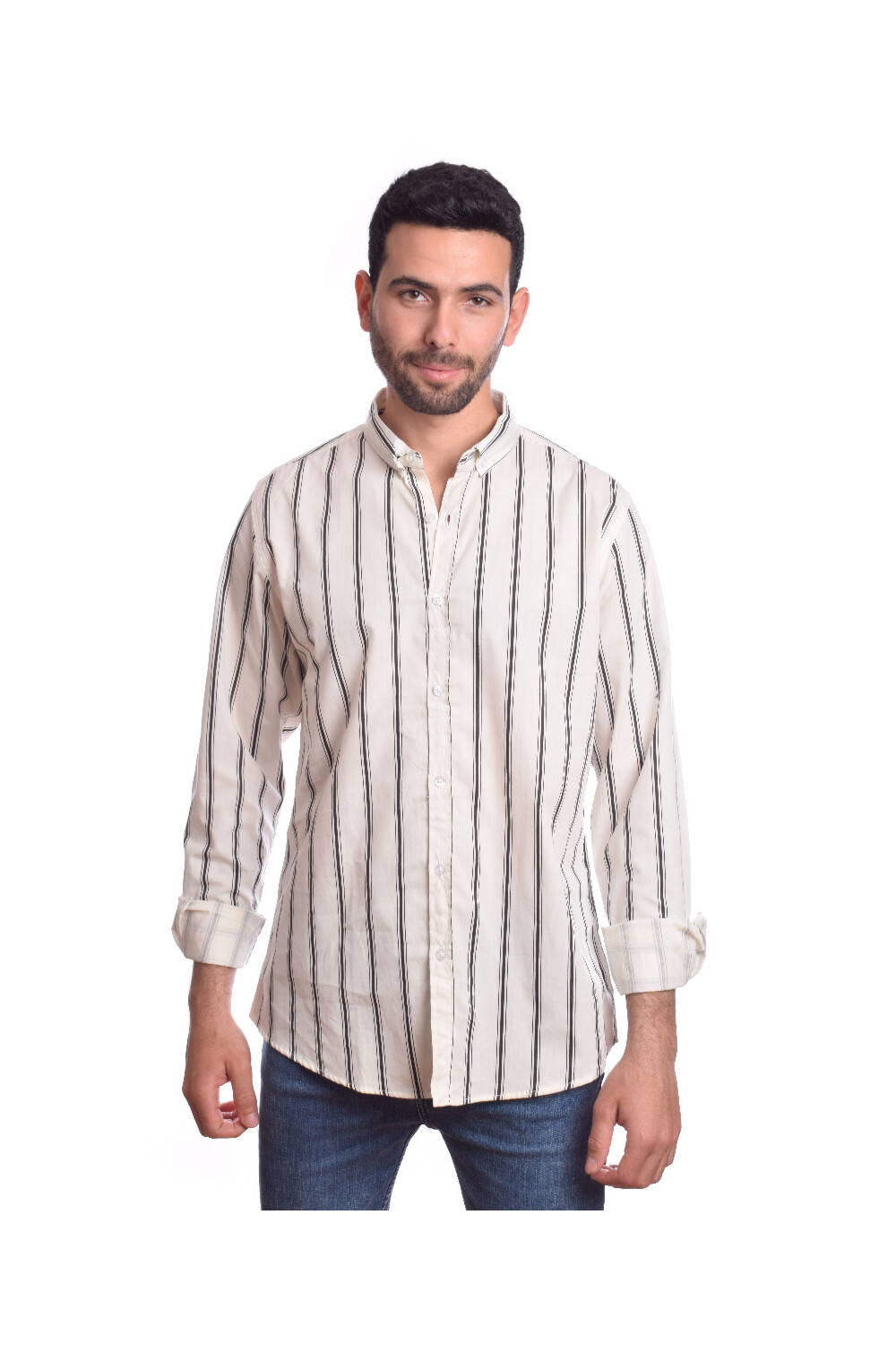 Men's Regular Fit Cotton Striped Details That Features A Unique Cut Shirt