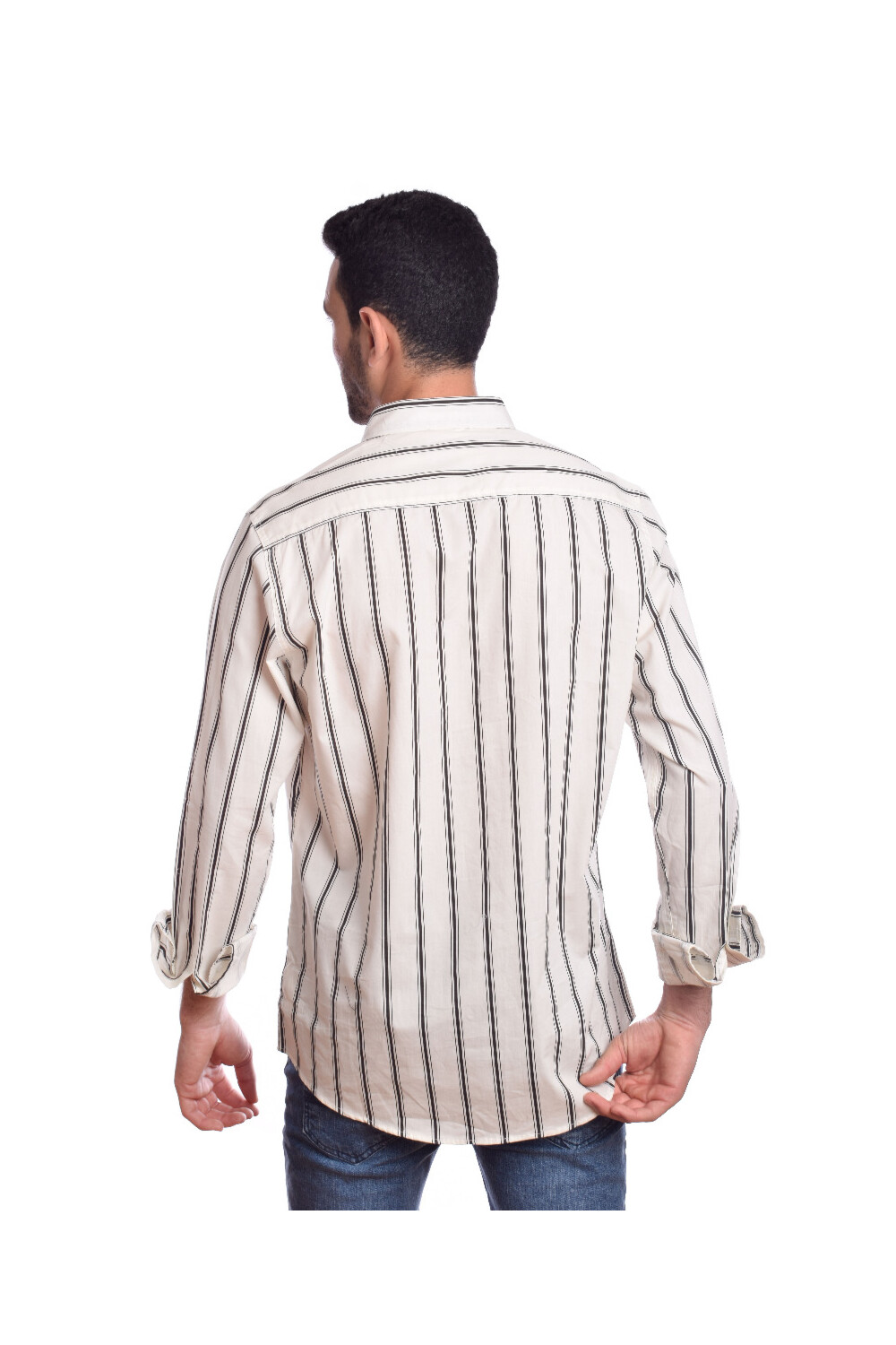 Men's Regular Fit Cotton Striped Details That Features A Unique Cut Shirt