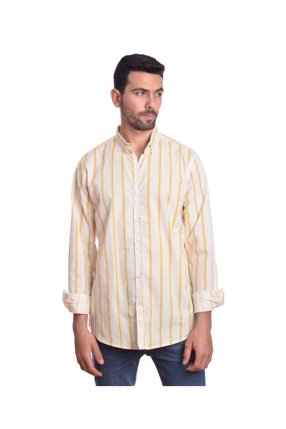 Men's Regular Fit Cotton Striped Details That Features A Unique Cut Shirt