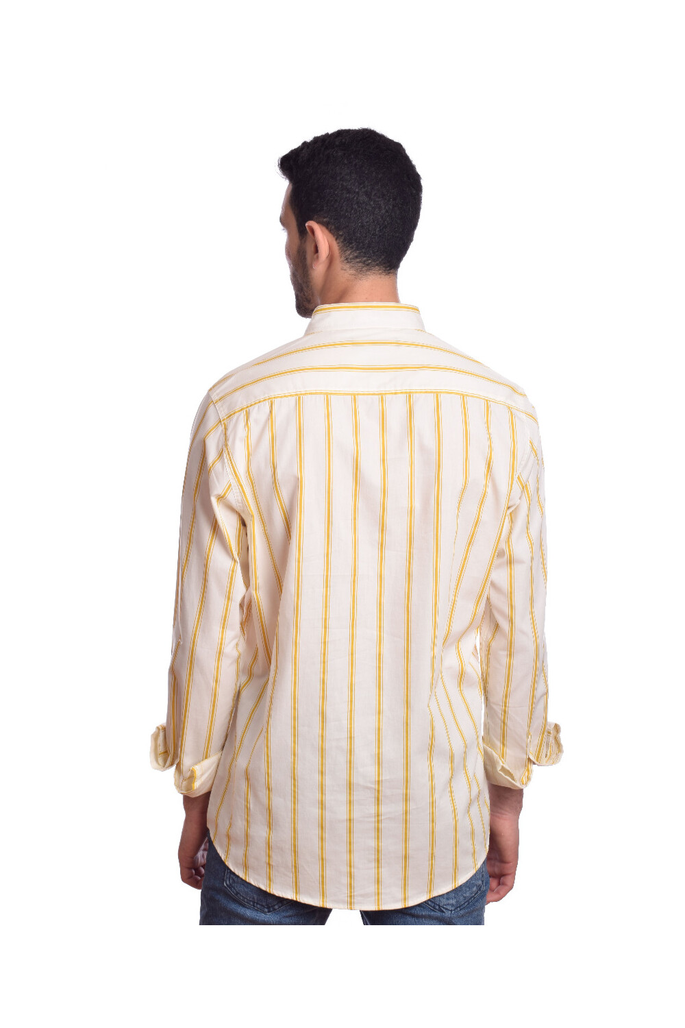 Men's Regular Fit Cotton Striped Details That Features A Unique Cut Shirt