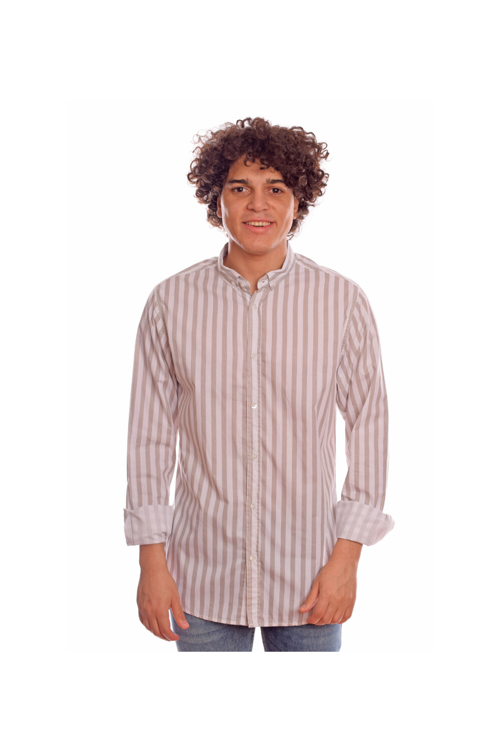 Men's Regular Fit Unique Style With Striped Details Cotton Shirt