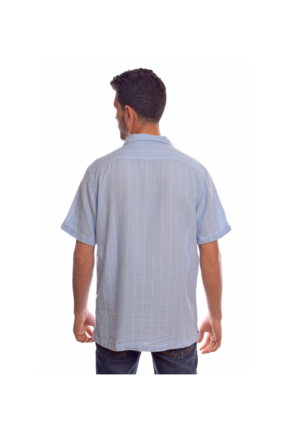 Men's Casual Short Sleeve Comfort Cotton Regular Fit Striped Shirt