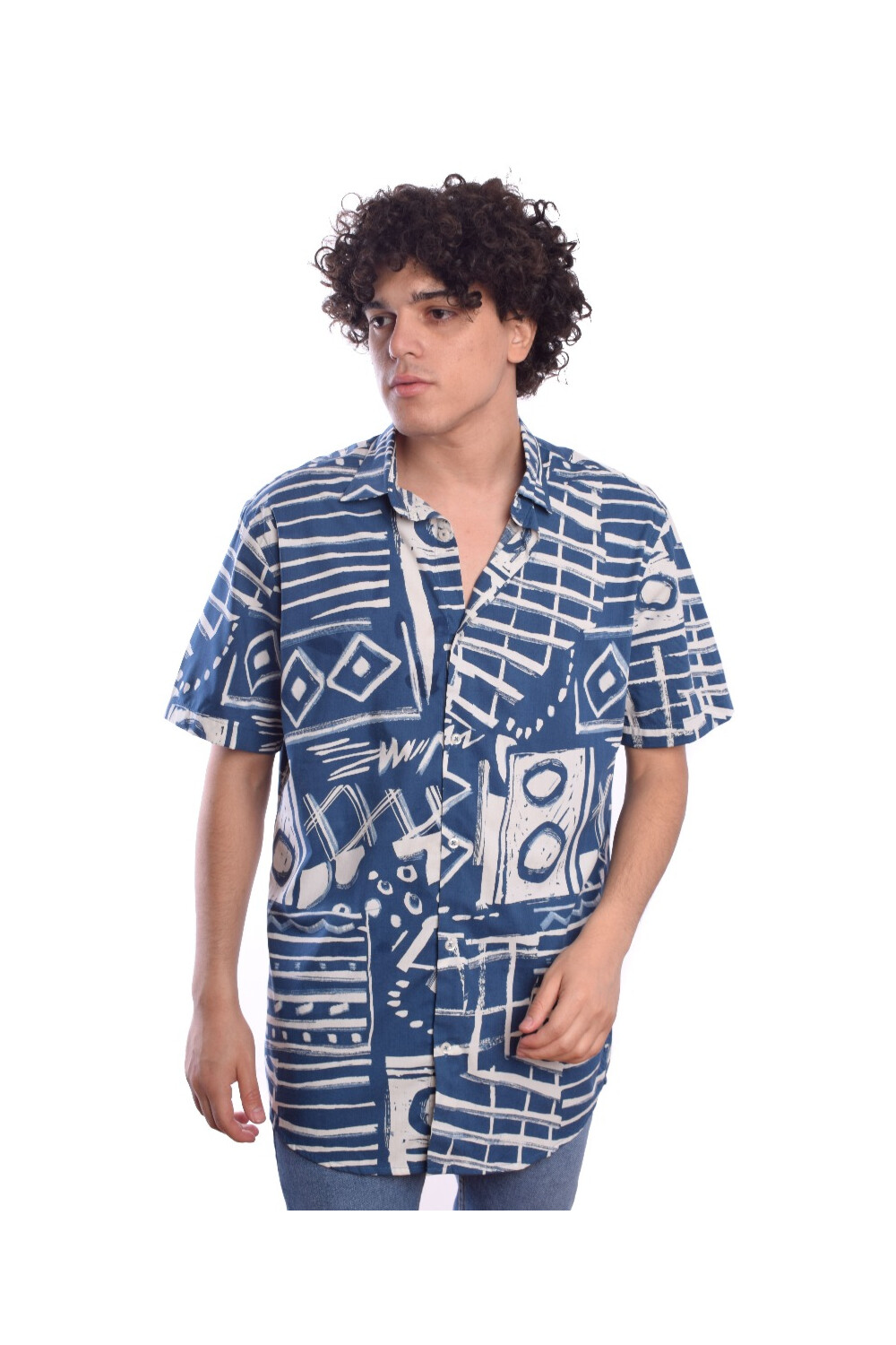 Men's Slim Fit Printed Half Sleeves Cotton Shirt