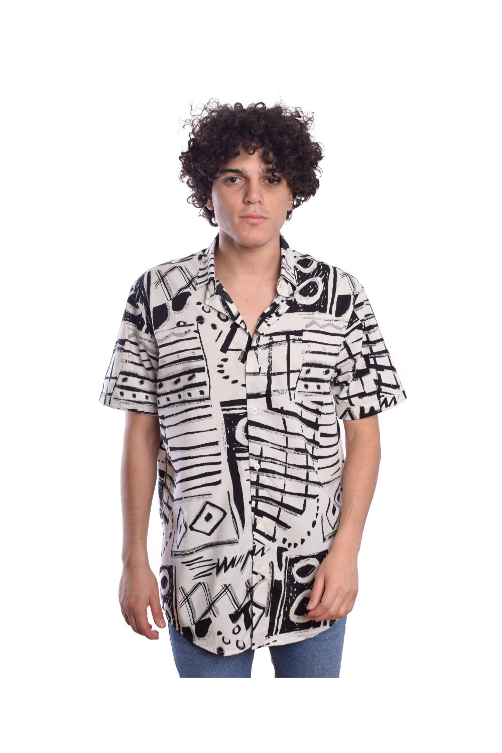 Men's Slim Fit Printed Half Sleeves Cotton Shirt