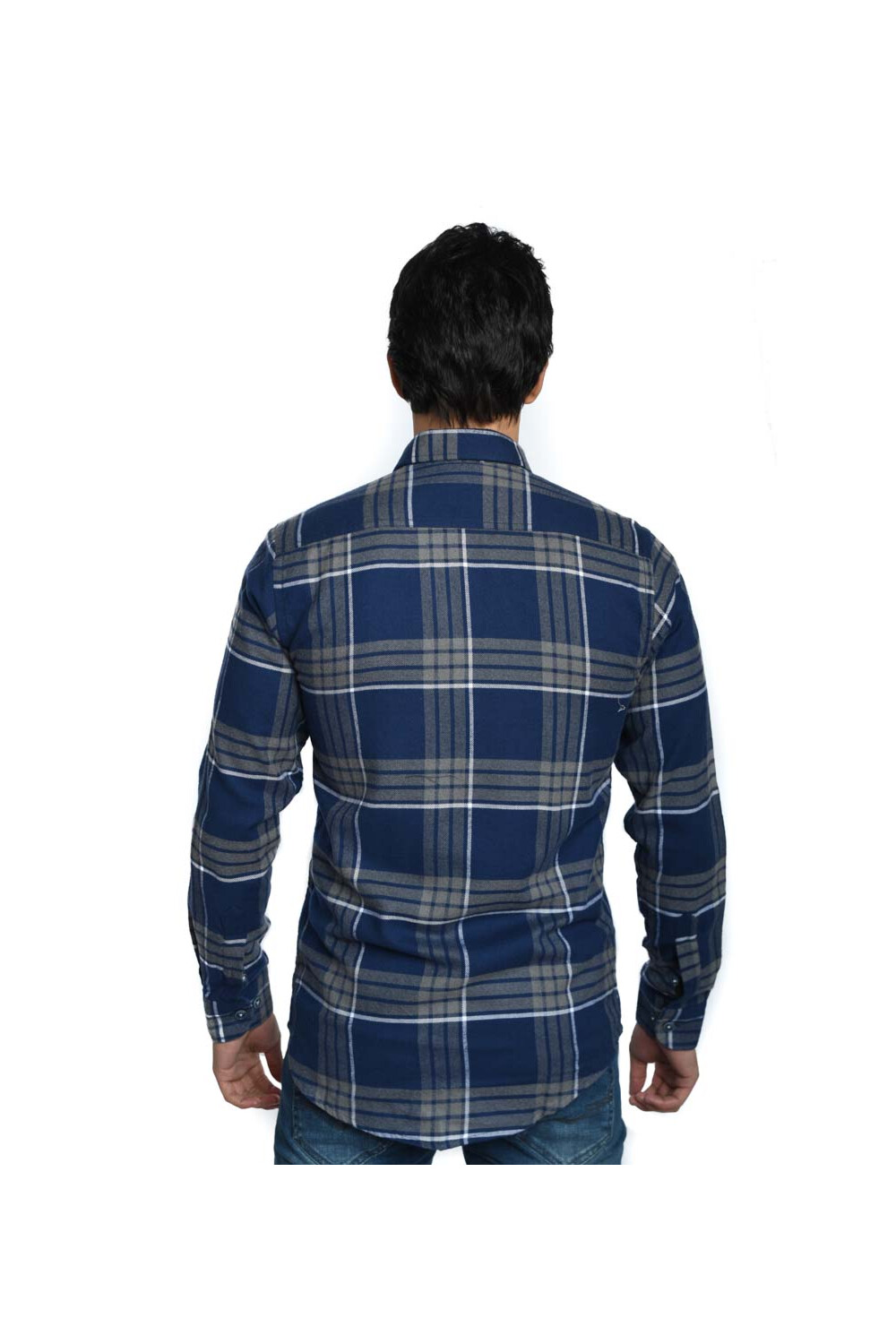 Men's Regular Fit Casual Front Pockets Long Sleeves Checked Shirt