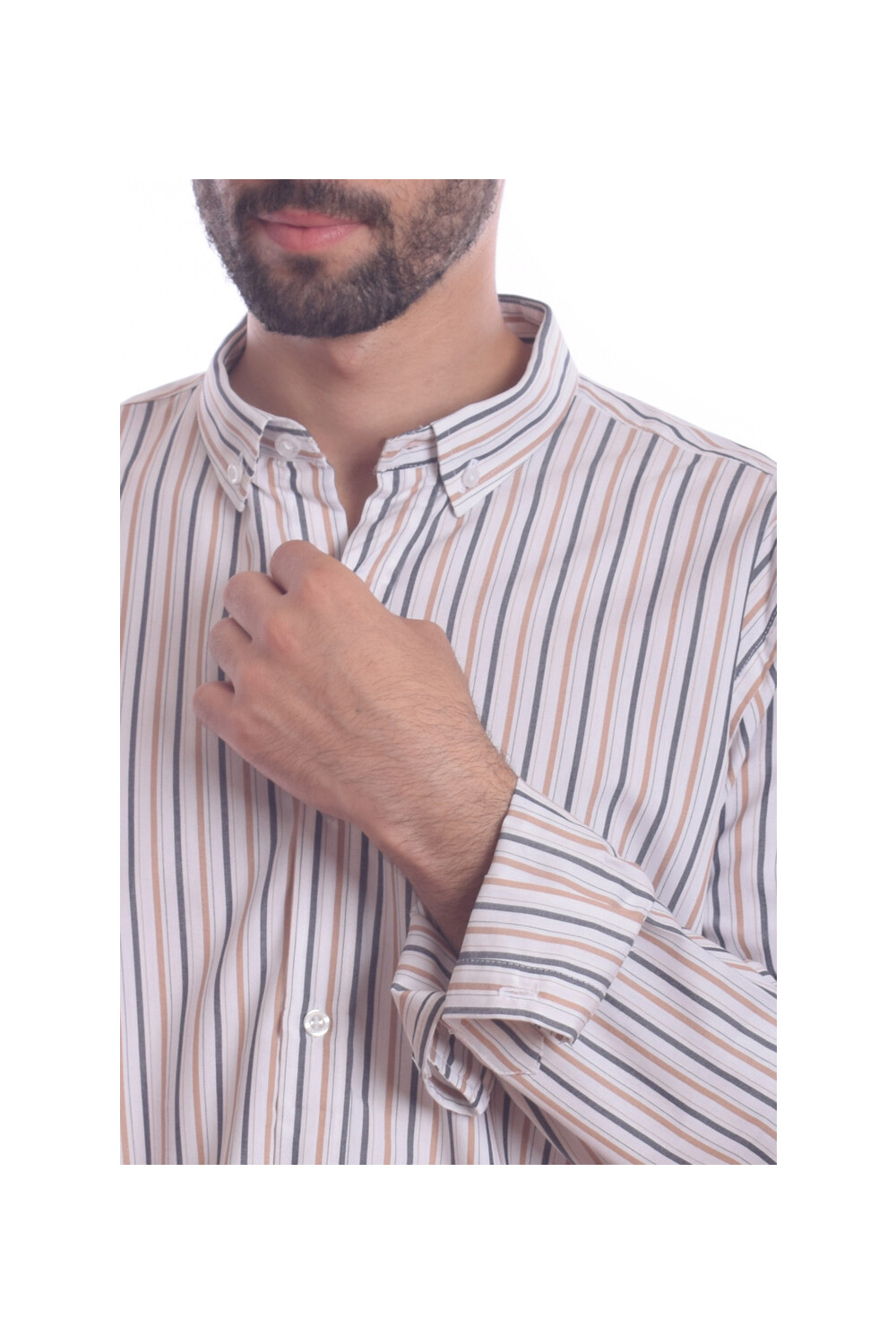 Men's Soft Cotton Regular Fit Long Sleeves Shirt With Striped Details