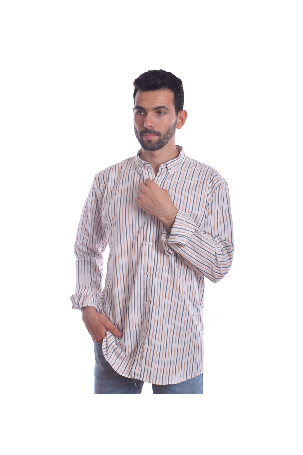 Men's Soft Cotton Regular Fit Long Sleeves Shirt With Striped Details