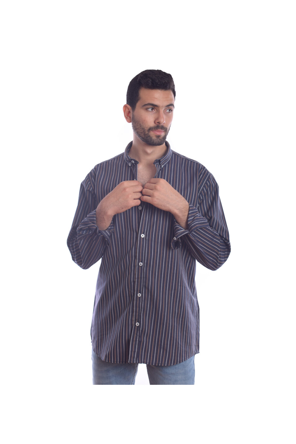 Men's Soft Cotton Regular Fit Long Sleeves Shirt With Striped Details