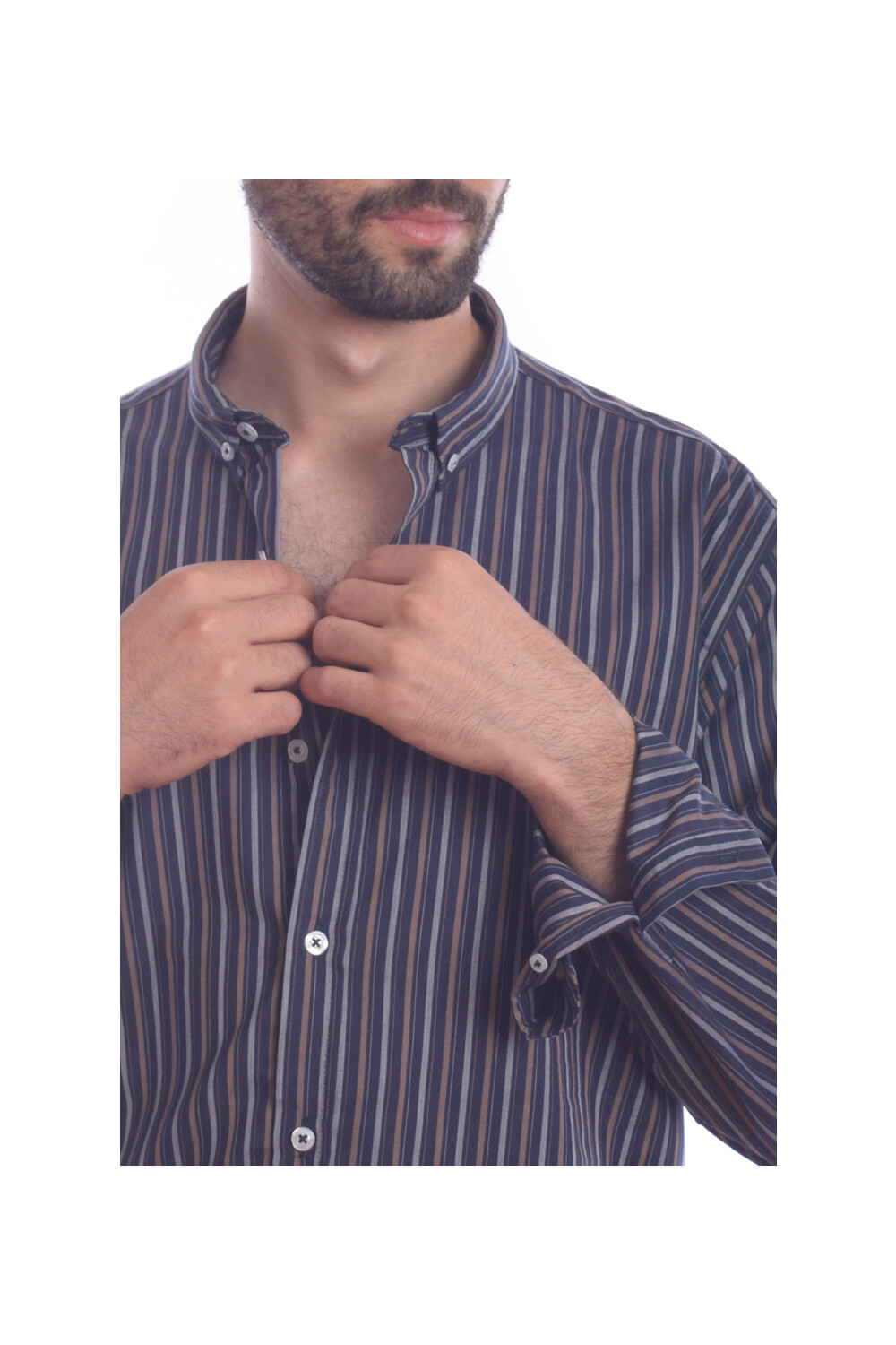 Men's Soft Cotton Regular Fit Long Sleeves Shirt With Striped Details