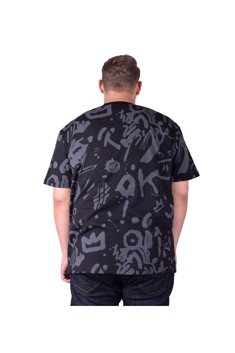 Men's Front & Back Unique Printed Cotton Big Size Rounded Neck T-shirt