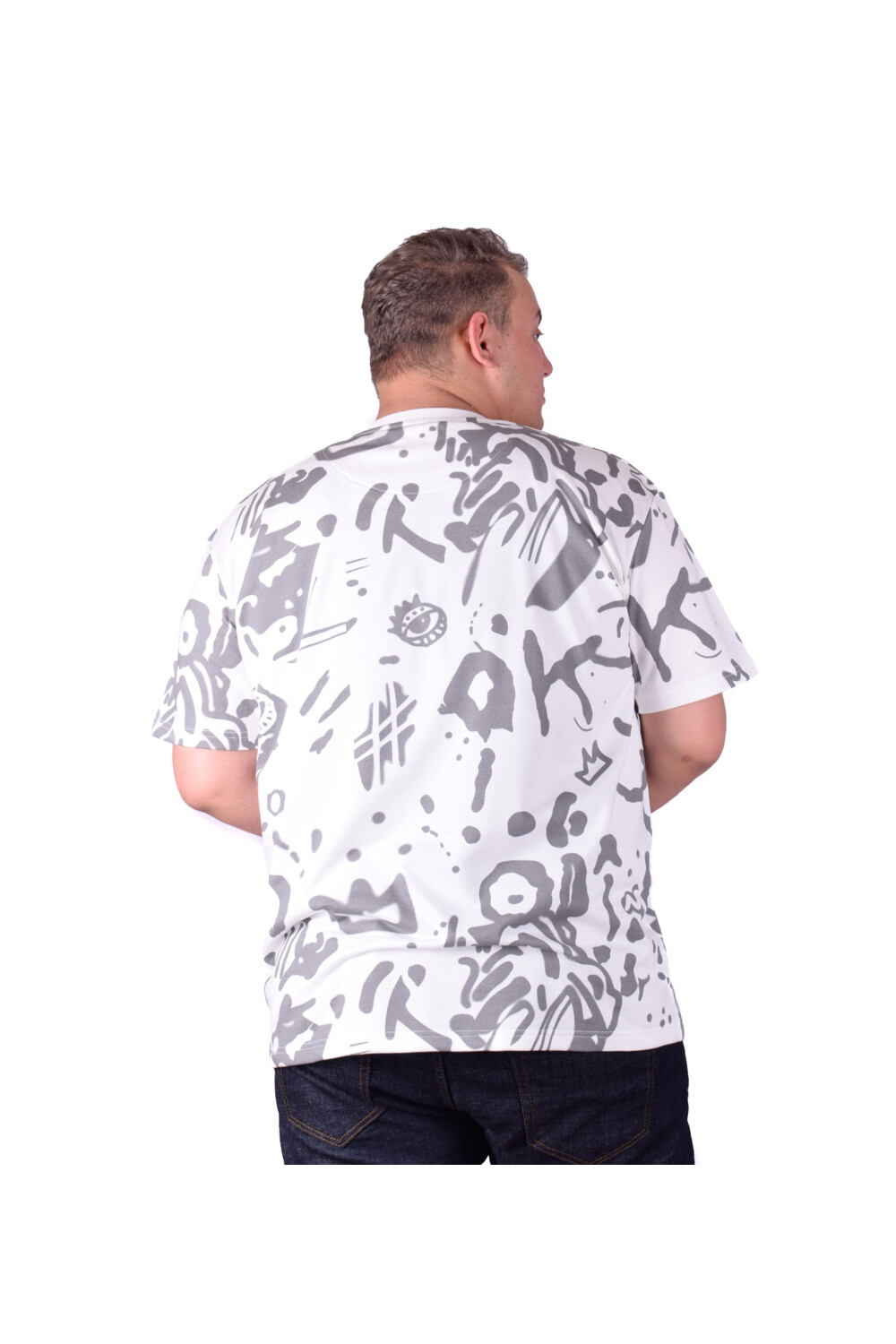 Men's Front & Back Unique Printed Cotton Big Size Rounded Neck T-shirt