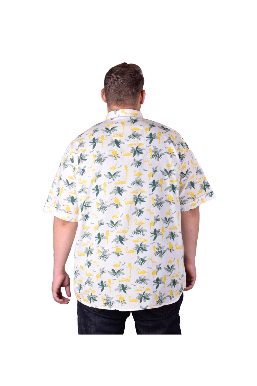 Men's Short Sleeve Big Size Casual Jakar Cotton Regular Fit Shirt