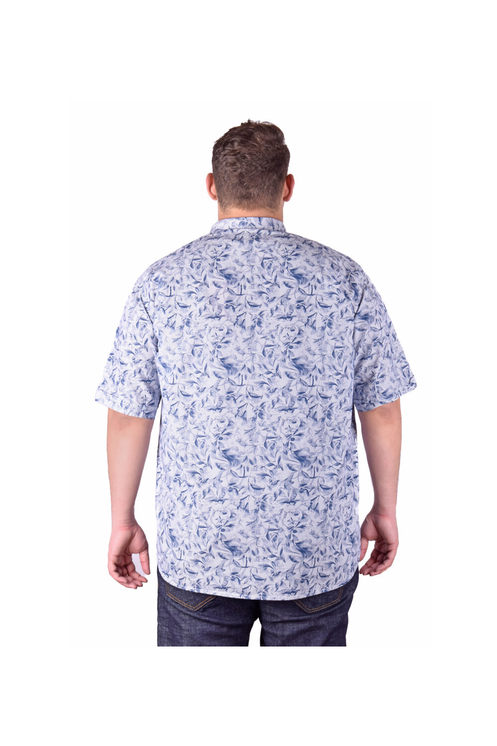 Men's Big Size Casual Jakar Short Sleeve Cotton Regular Fit Shirt With Unique Pattern