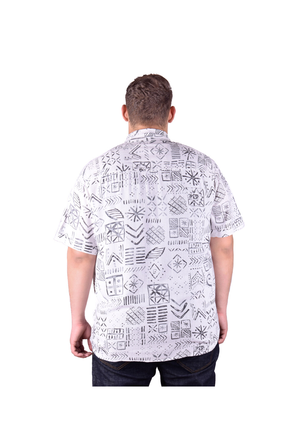 Men's Big Size Casual Jakar Short Sleeve Cotton Regular Fit Shirt