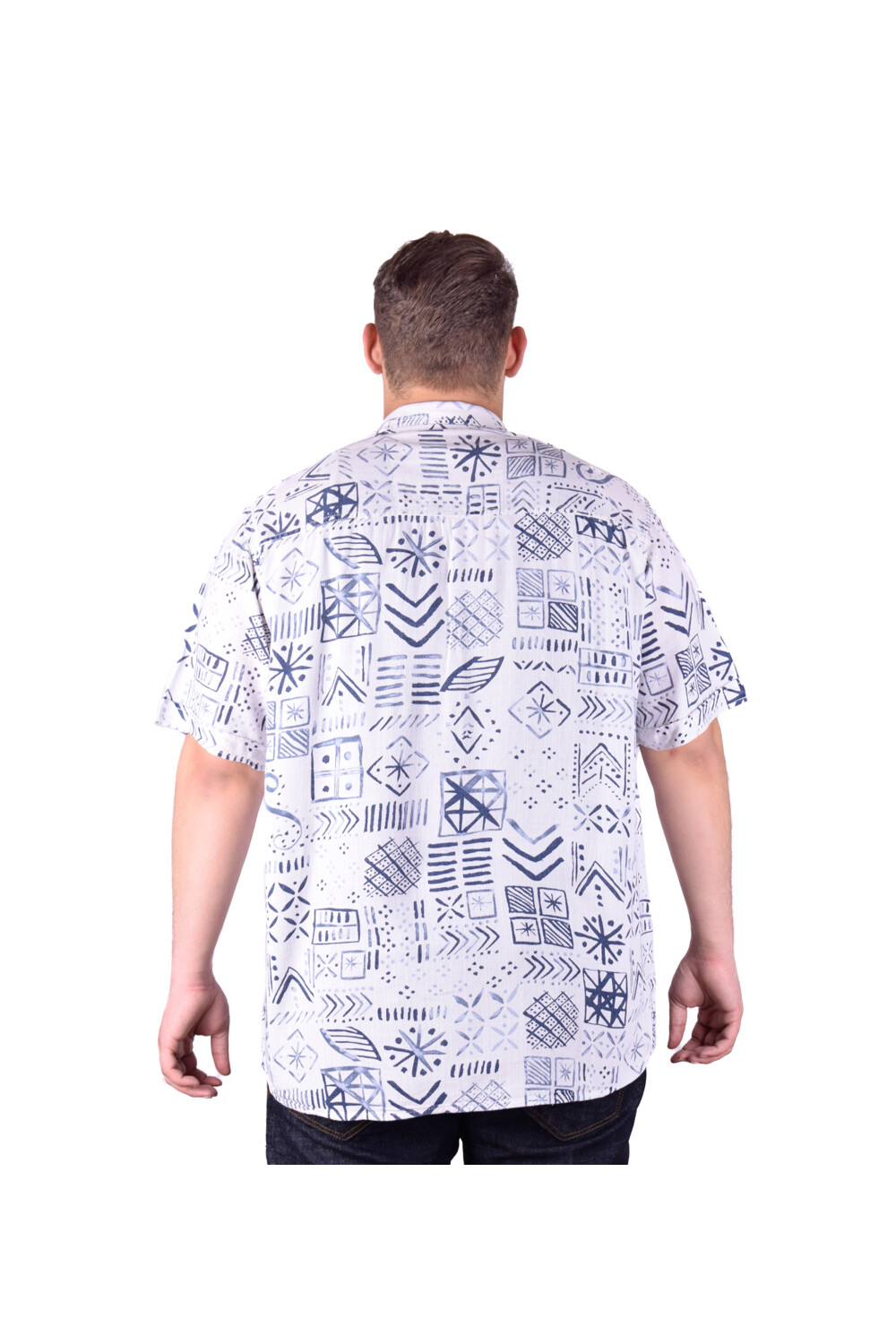 Men's Big Size Casual Jakar Short Sleeve Cotton Regular Fit Shirt