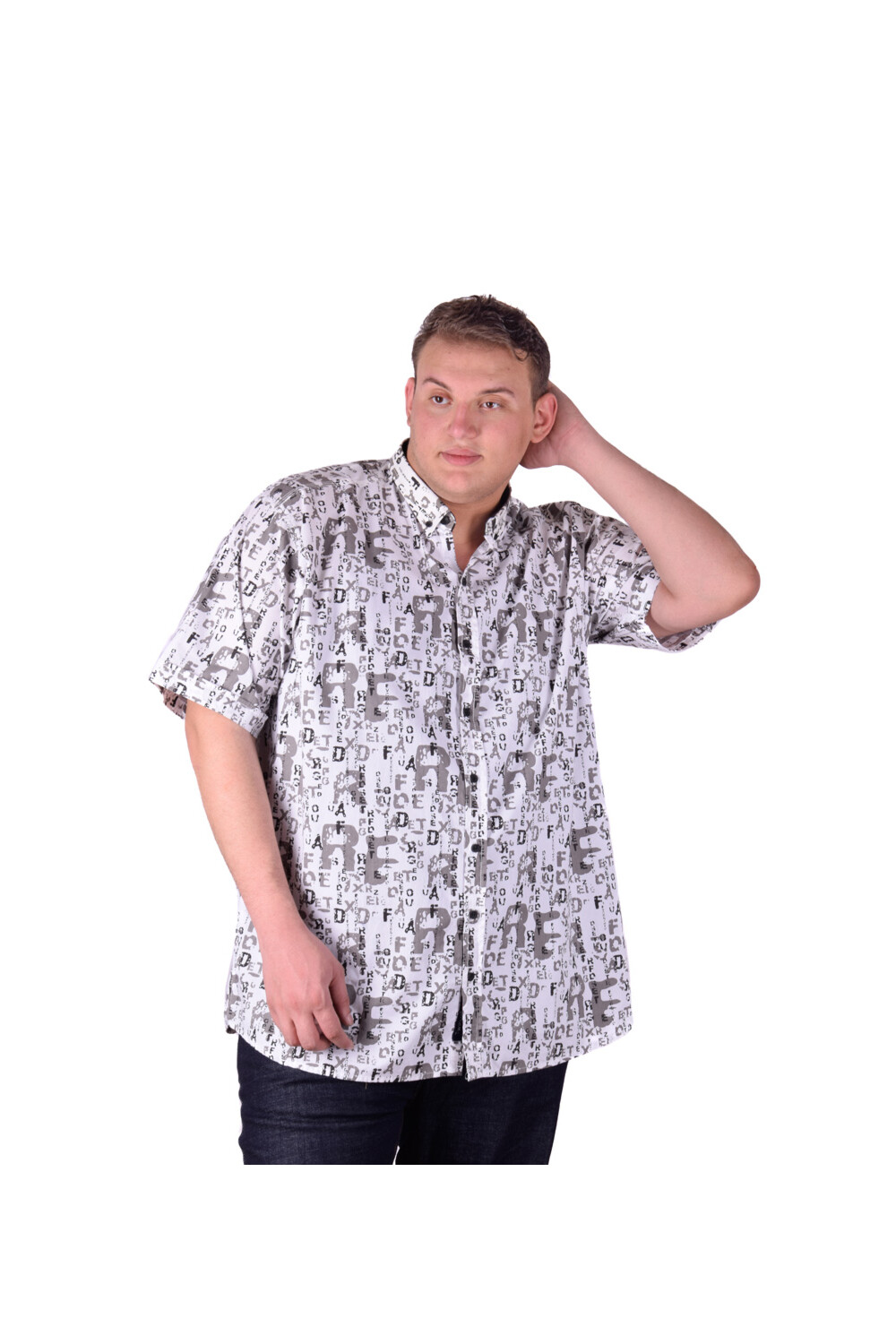 Men's Casual Jakar Short Sleeve Cotton Regular Fit Shirt Big Size
