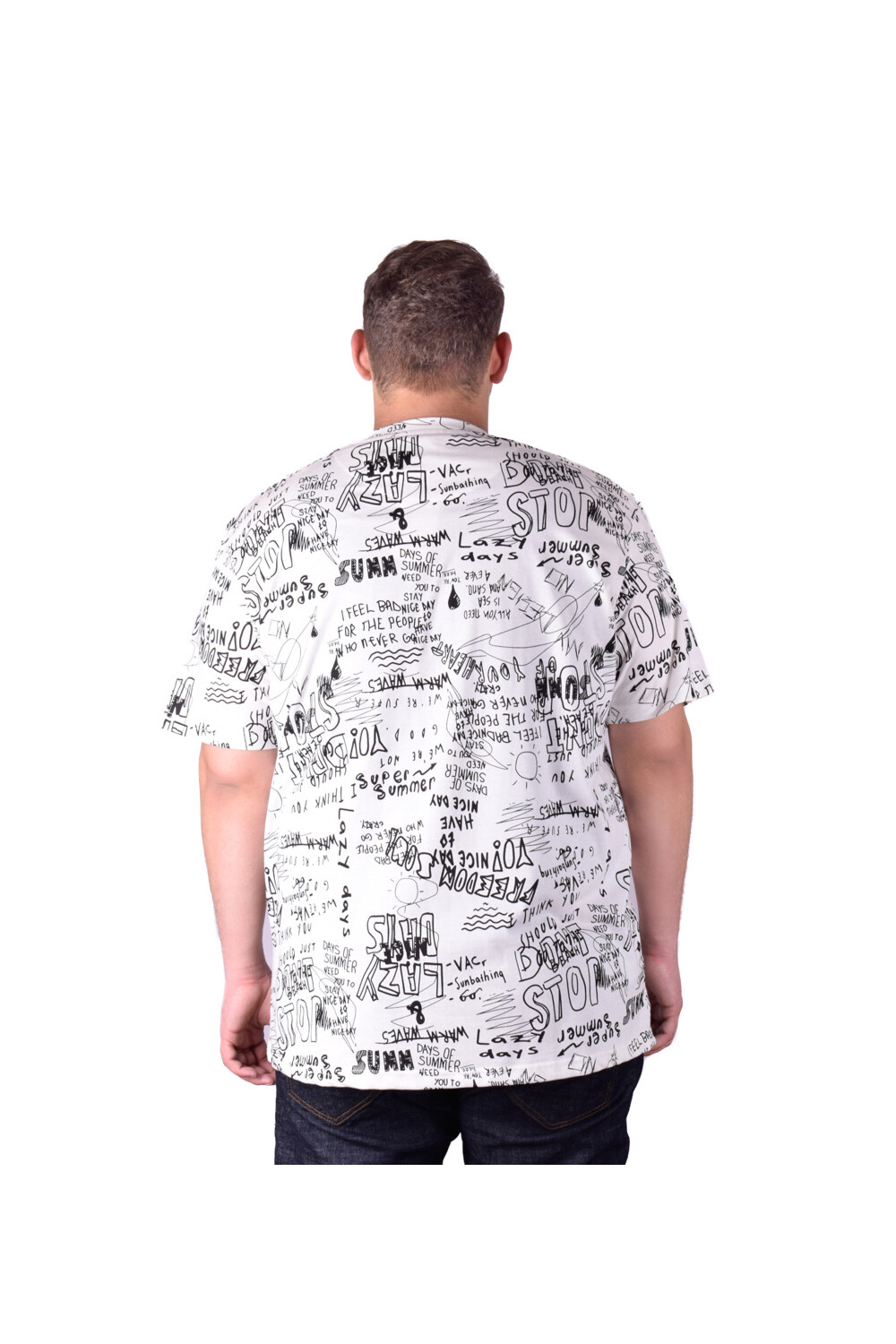 Men's Front & Back Printed Cotton Rounded Neck T-shirt Big Size