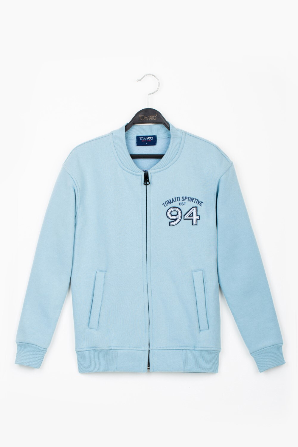 Boy's Slim Fit Full Zipper Padded Front & Back Printed Melton Sweatshirt