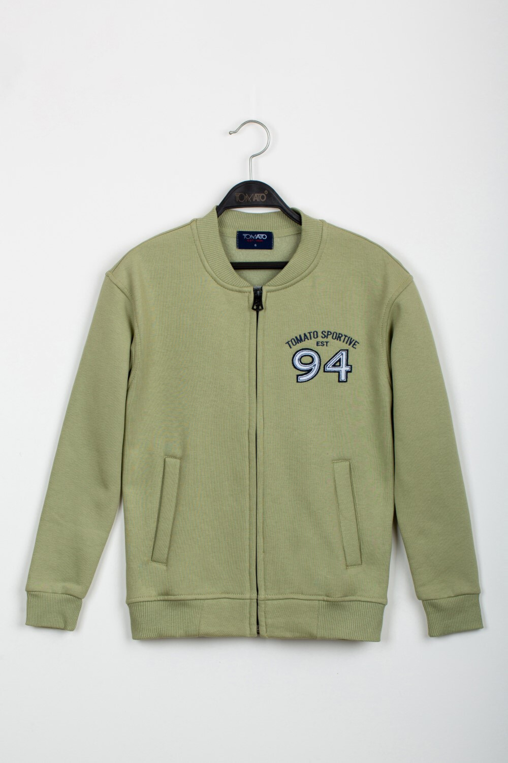 Boy's Slim Fit Full Zipper Padded Front & Back Printed Melton Sweatshirt