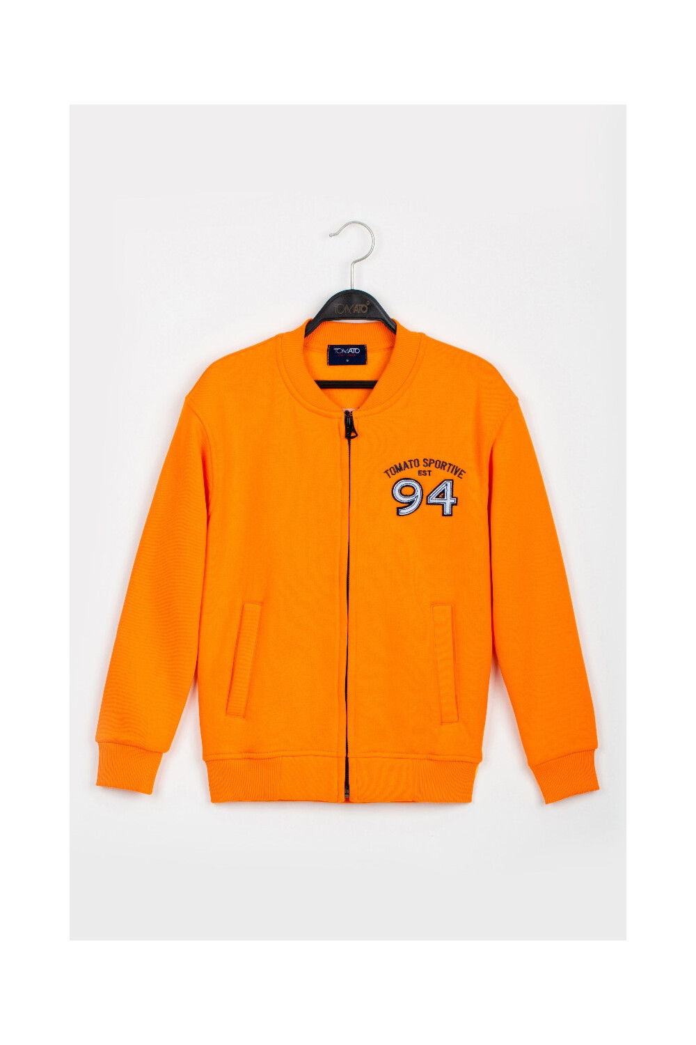Boy's Slim Fit Full Zipper Padded Front & Back Printed Melton Sweatshirt